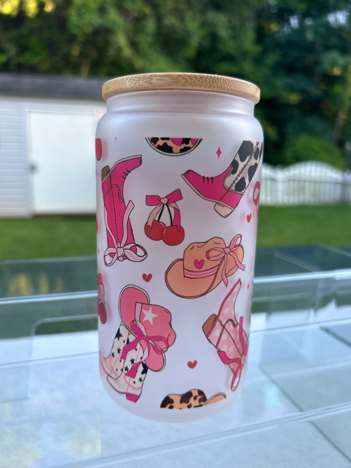 Cow Girl Glass Can