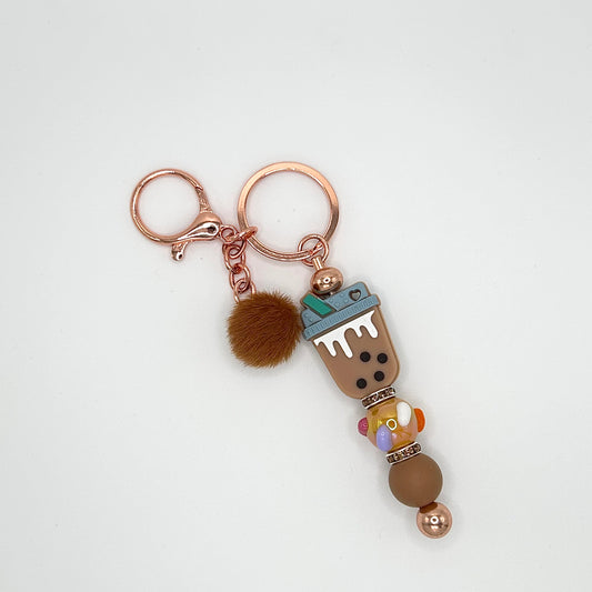 Boba tea-themed beaded keychain bar