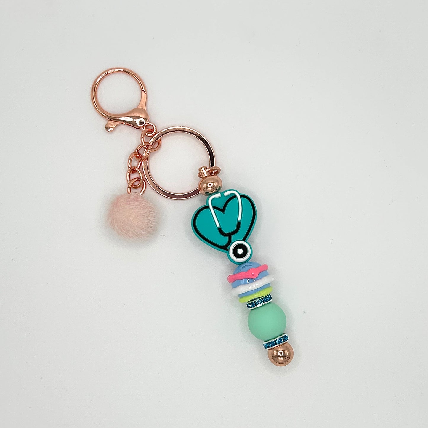 Medical-themed beaded keychain bars