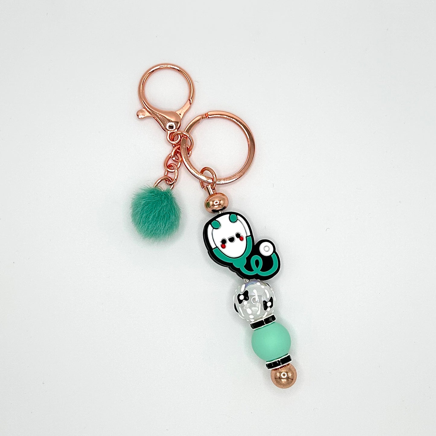 Medical-themed beaded keychain bars