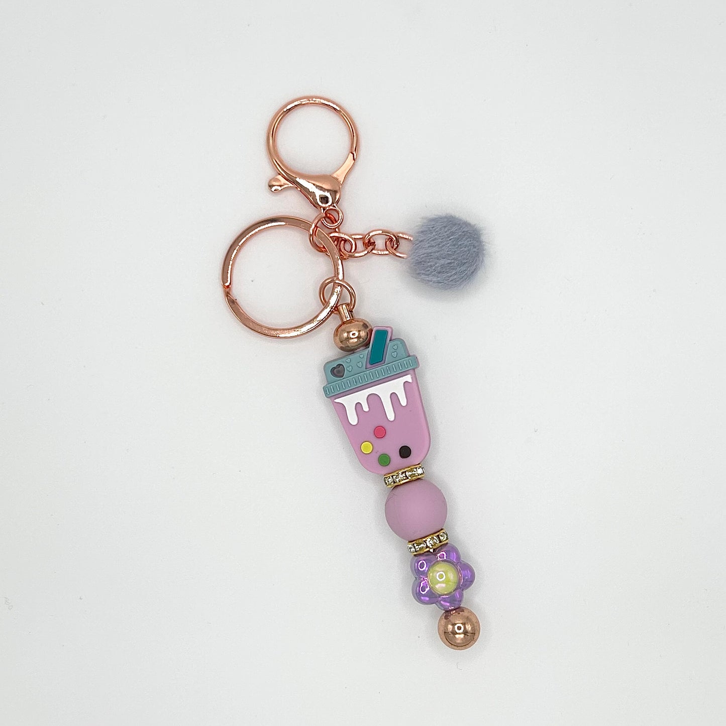 Boba tea-themed beaded keychain bar