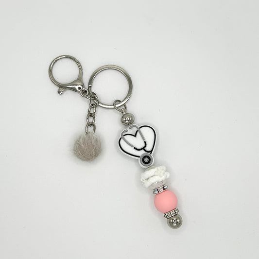 Medical-themed beaded keychain bars