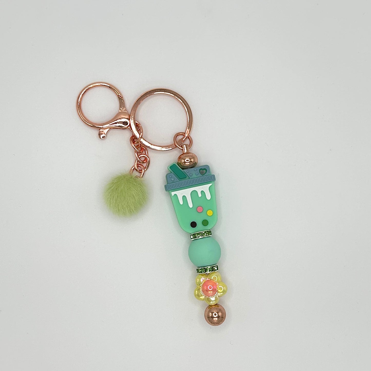 Boba tea-themed beaded keychain bar