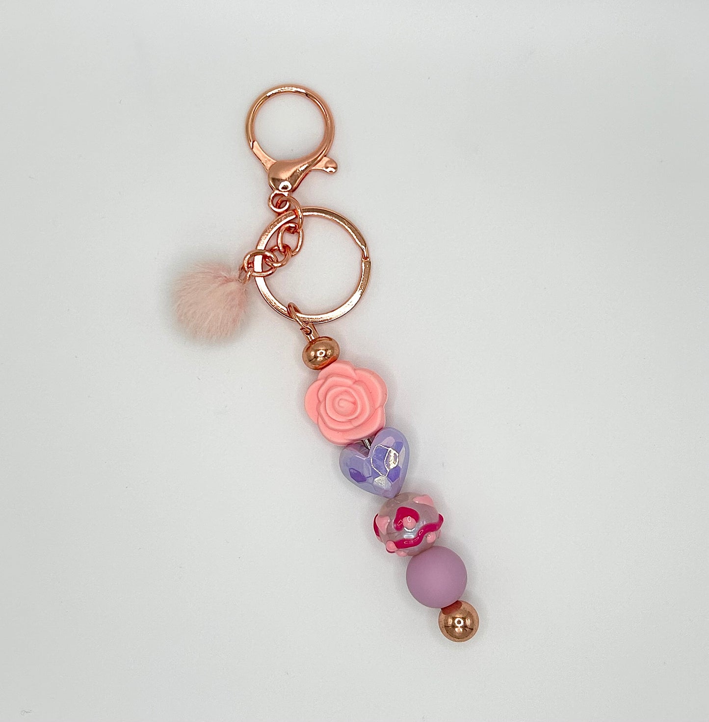 Flower-themed beaded keychain bars