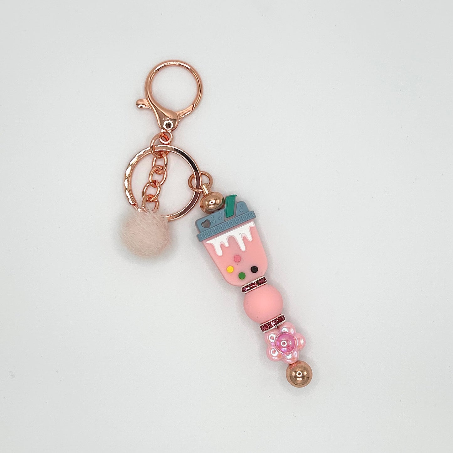 Boba tea-themed beaded keychain bar