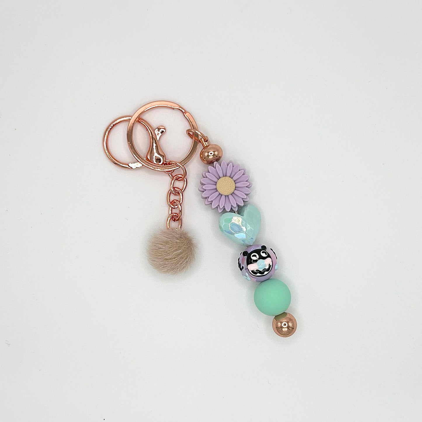 Flower-themed beaded keychain bars