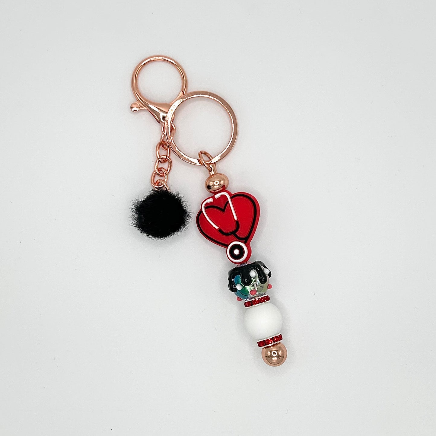 Medical-themed beaded keychain bars