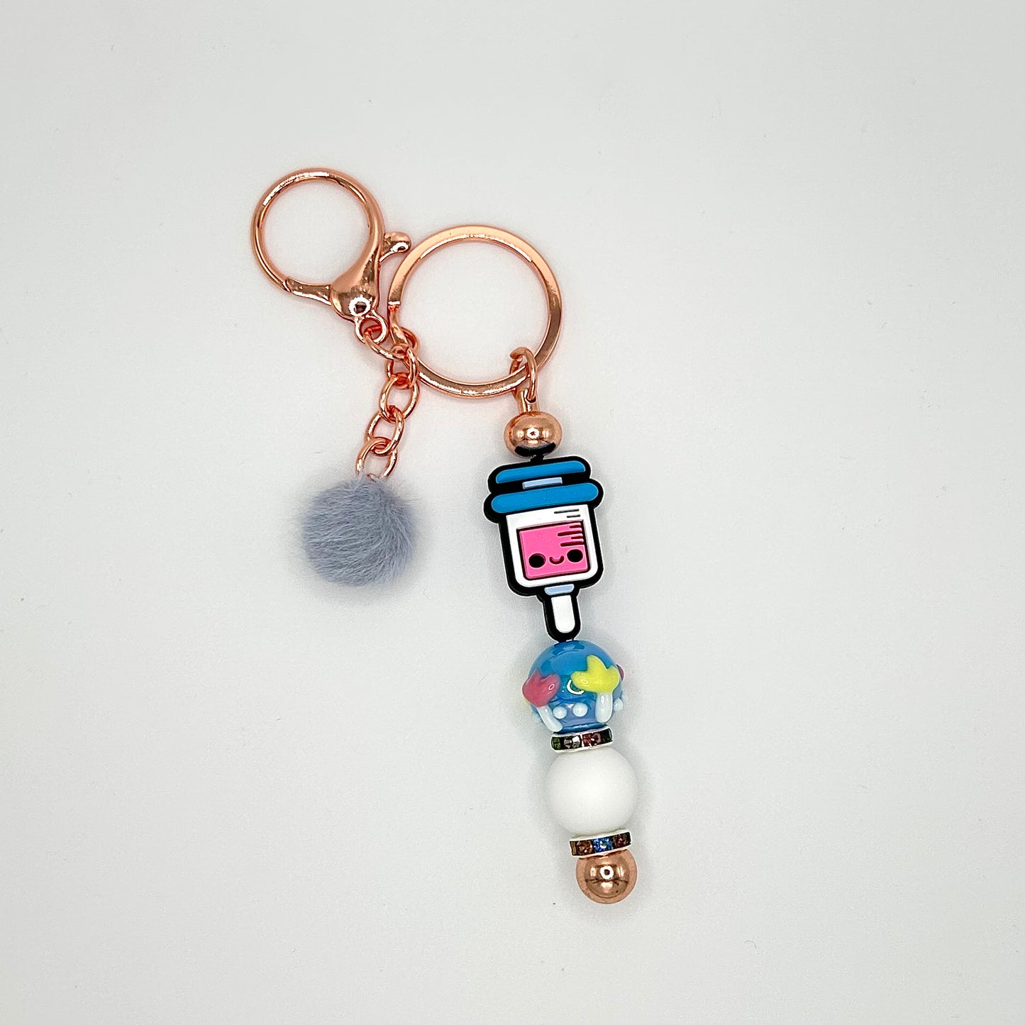 Medical-themed beaded keychain bars