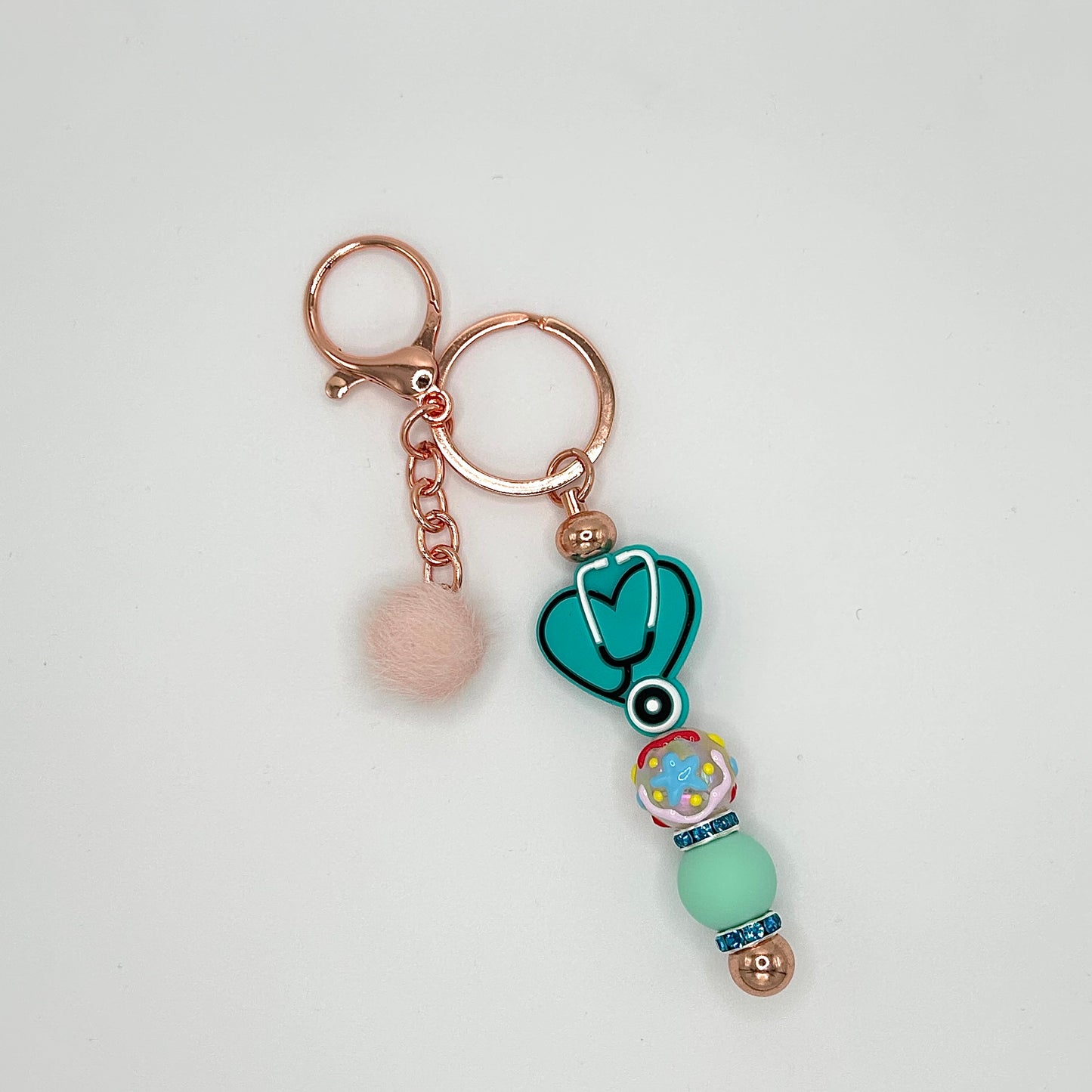 Medical-themed beaded keychain bars